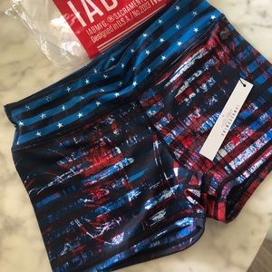IAB mfg patriotic bootie workout shorts